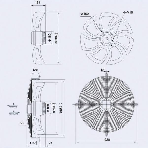 Ventilator axial aspirație 800 mm WEIGUANG YWF6D-800S [4]