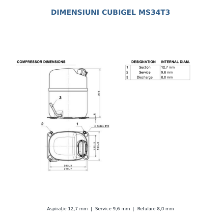 Compresor Cubigel MS34T3 1 5/8 CP R404A/R507 HMBP 400V [1]