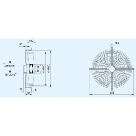 Ventilator axial aspirație 450 mm WEIGUANG YWF4E-450S [3]