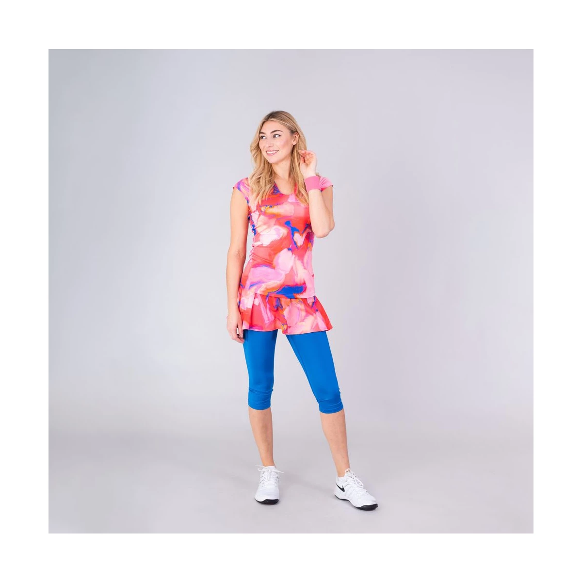 Tricou BIDI BADU Bella 2.0 Tech V-Neck Dama - Rosu/Albastru [3]