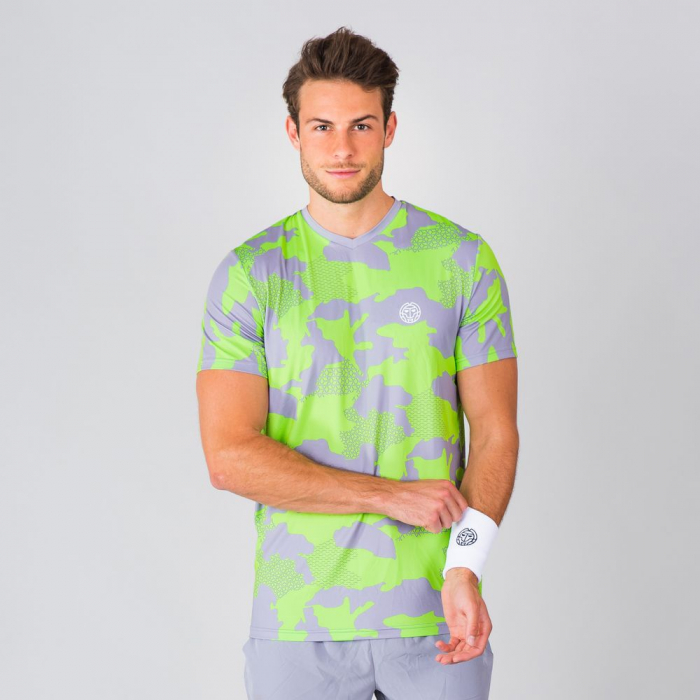 Tricou BIDI BADU Nio Tech Barbat - Gri/Verde [3]