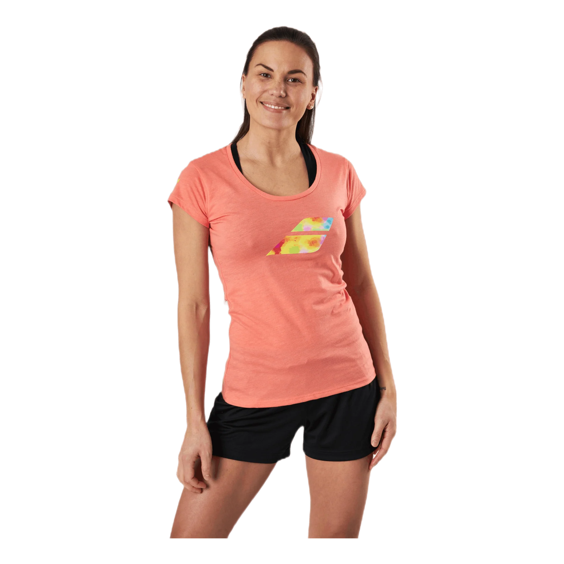 Tricou dama Babolat Exercise Big Flag - rosu fluo [2]