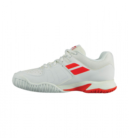 Pantofi tenis copii si juniori - Babolat Pulsion All Court Copil - Alb / Rosu Fluo