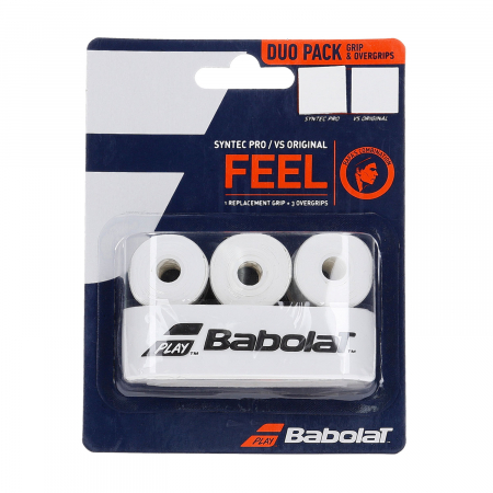 Accesorii - Pachet Babolat Grip Syntec Pro x1 si Overgrip VS Original x3 - Alb
