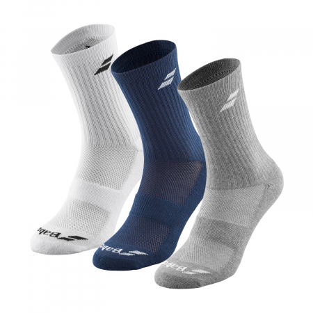 Sosete - Sosete Babolat Logo  x 3 perechi -alb/albastru/gri