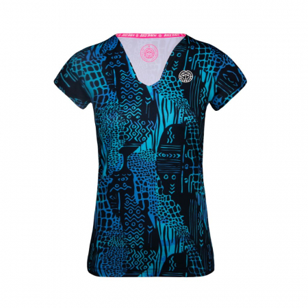 Tricouri dama - Tricou BIDI BADU Bella 2.0 Tech V-Neck Dama - Albastru Inchis/Aqua