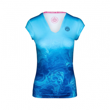 Tricouri dama - Tricou BIDI BADU Bella 2.0 Tech V-Neck Dama - Albastru Deschis