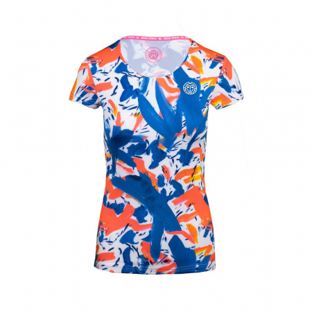 Tricouri fete - Tricou BIDI BADU Issa Tech Roundneck Fata - Albastru Inchis/Rosu