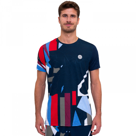 Tricouri barbati - Tricou BIDI BADU New York 2024 Barbat - Albastru Inchis/Rosu/Albastru