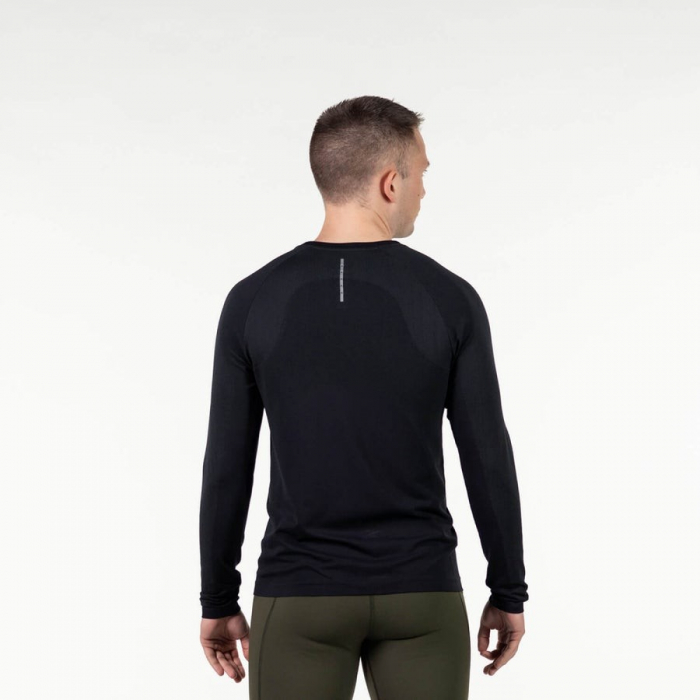 Bluza alergare barbati maneca lunga ROCKAY ZEPHYR Long Sleeve Seamless, Negru [5]