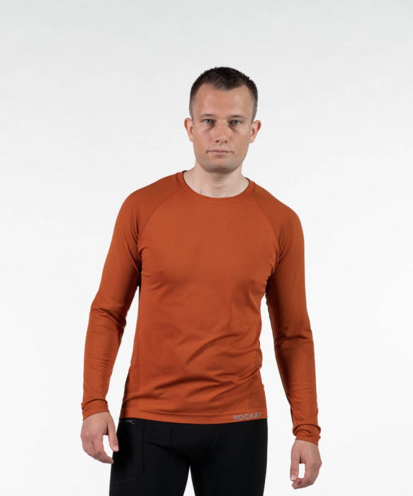 Bluza alergare barbati maneca lunga ROCKAY ZEPHYR Long Sleeve Seamless, Portocaliu [6]