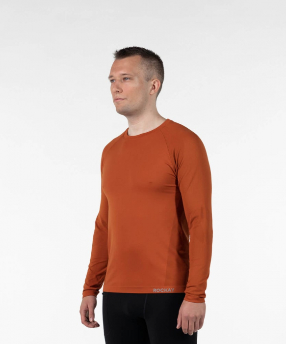 Bluza alergare barbati maneca lunga ROCKAY ZEPHYR Long Sleeve Seamless, Portocaliu [4]