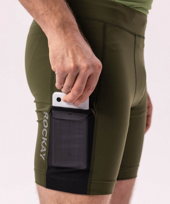 Pantaloni scurti alergare barbati ROCKAY FLARE HALF TIGHT, Verde [7]
