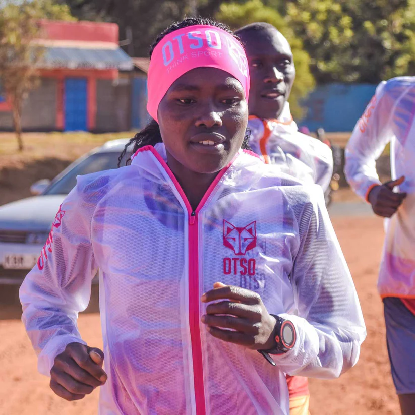 Jacheta Alergare Waterproof OTSO - White Fluo Pink [5]