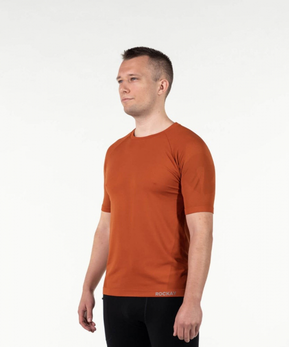 Tricou alergare barbati maneca scurta ROCKAY ZEPHYR  Seamless Tee, Portocaliu [6]
