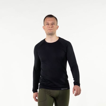 Bluza alergare barbati maneca lunga ROCKAY ZEPHYR Long Sleeve Seamless, Negru [3]