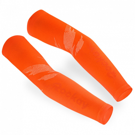 Compresii alergare - Compresii brate Rockay Ignite orange/alb