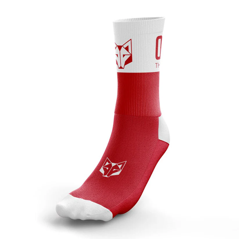 Alergare - Sosete Alergare OTSO Multisport Medium Cut Red&White