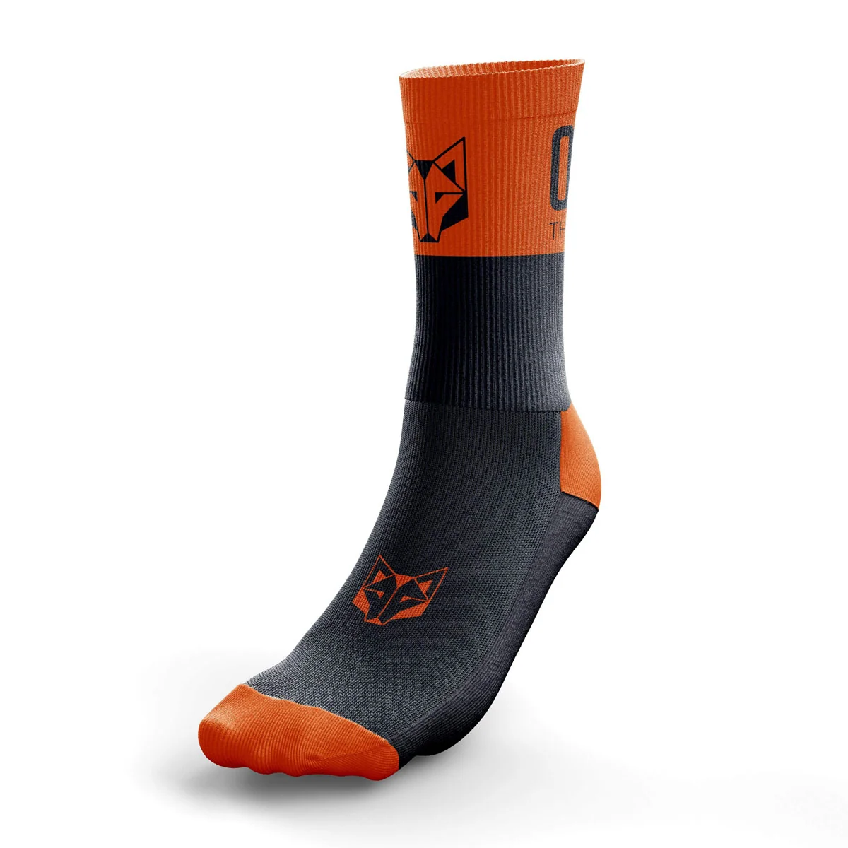 Sosete Alergare OTSO Multisport Medium Cut Black & Fluo Orange