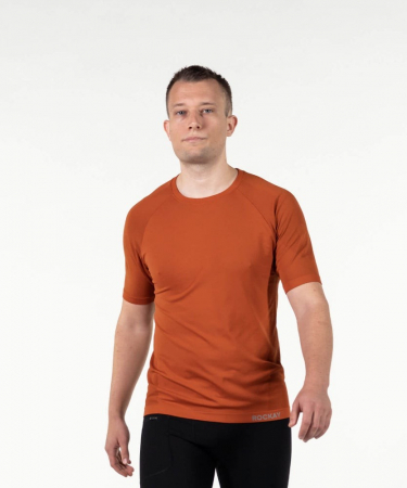 Barbati - Tricou alergare barbati maneca scurta ROCKAY ZEPHYR  Seamless Tee, Portocaliu