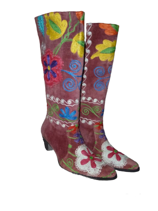 Cizme  cu toc Hurrem  piele  - material textil c03 [2]