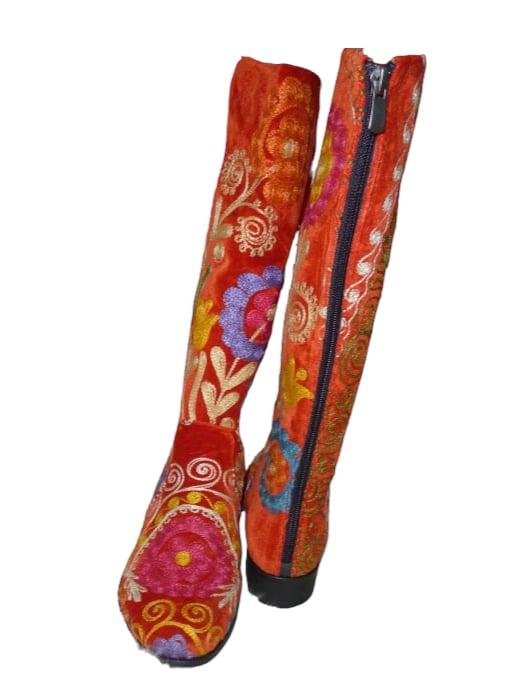 Cizme cu toc Hurrem piele - material textil c16 [1]