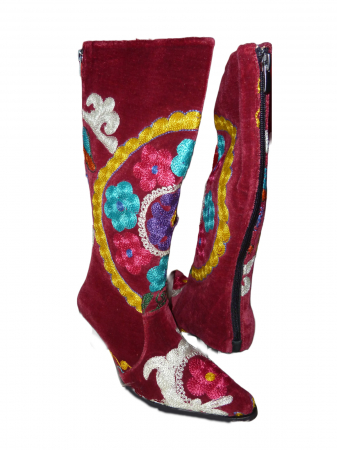 Incaltaminte piele femei - Cizme cu toc Hurrem piele - material textil c36b2