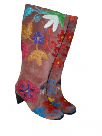 Cizme cu toc Hurrem  piele- material textil c01 [1]