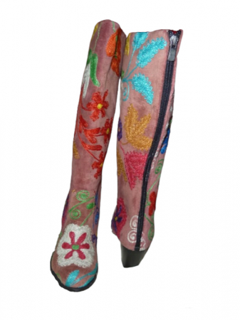 Cizme cu toc  Hurrem  piele - material textil c05 [1]