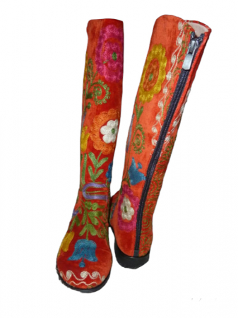 Incaltaminte piele femei - Cizme cu toc Hurrem piele - material textil c13