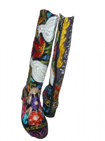 Incaltaminte piele femei - Cizme cu toc Hurrem piele - material textil c17