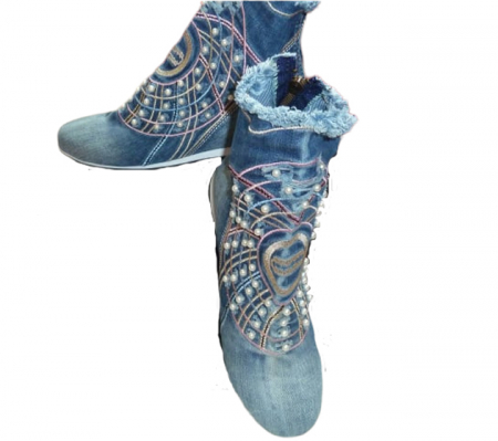 Incaltaminte jeans femei - Cizme jeans 557-INC-1080