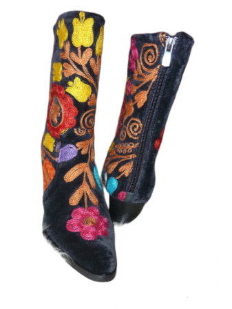 FEMEI - Cizme scurte Melissa  piele material textil cz11