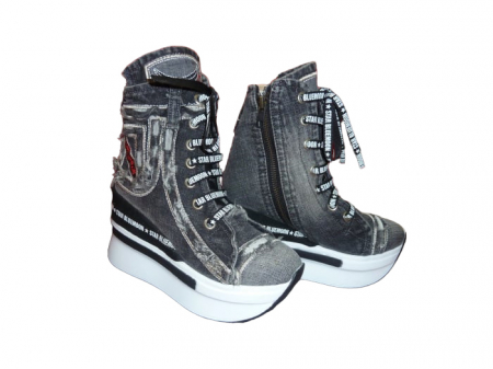 Incaltaminte jeans femei - Ghete jeans 2060-S-8723