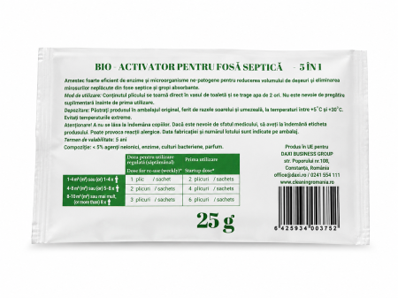 BEV Bioactivator 5 în 1 pentru fose septice, o doză, 25g [1]