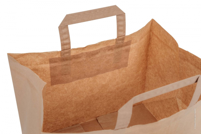 Punga din hartie cu maner plat, 26+17x28.5 cm, natur [4]