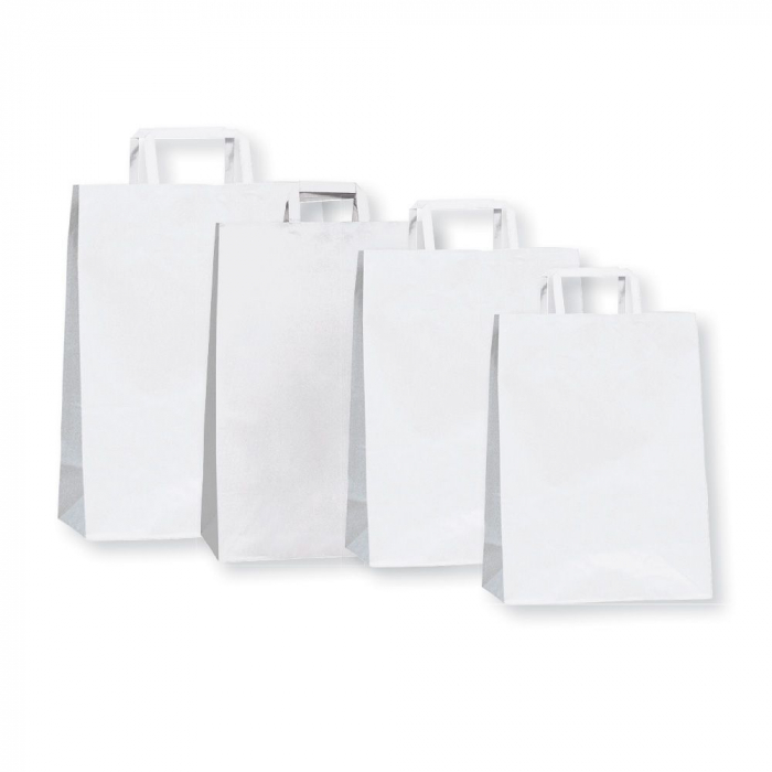 Punga din hartie cu maner plat, 32+17x38.5 cm, alb [2]