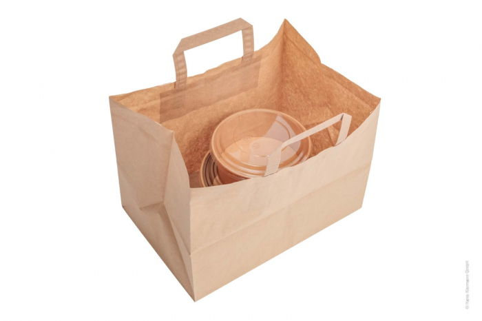 Punga din hartie cu maner plat, 32+17x38.5 cm, natur [5]