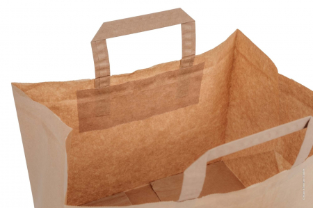 Punga din hartie cu maner plat, 26+17x28.5 cm, natur [3]