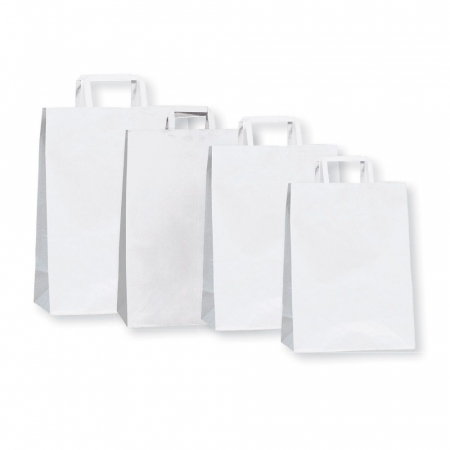 Punga din hartie cu maner plat, 32+17x38.5 cm, alb [1]
