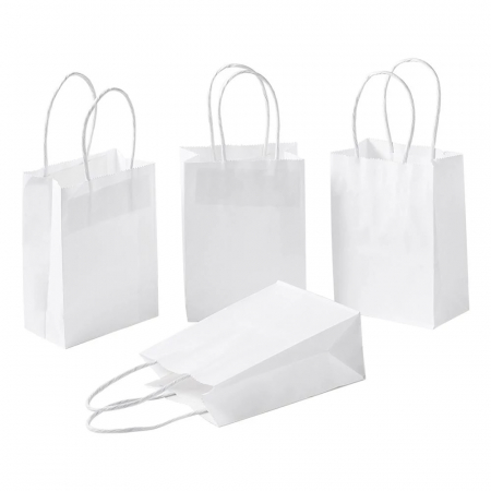 Ambalaje pentru magazine - Punga din hartie cu maner rasucit, 25+14x39, alb