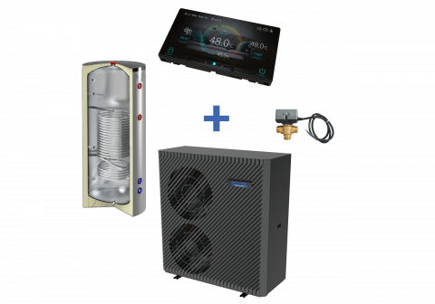 Pachete Pompa, Boiler, Vana cu 3 cai - Pachet ECO-TEC 22 Kw, 300 Litri, R290, pentru confort termic optim: pompă de căldură R290 22 kW + boiler inox 300L + vană 3 căi + suport universal pentru pompă de căldură