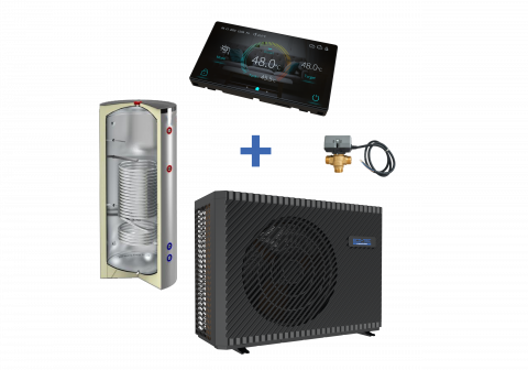 Pachete Pompa, Boiler, Vana cu 3 cai - Pachet ECO-TEC14.95 Kw, 200 Litri, R290, pentru confort termic optim: pompă de căldură R290 14.95 kW + boiler inox 200L + vană 3 căi + suport universal pentru pompă de căldură