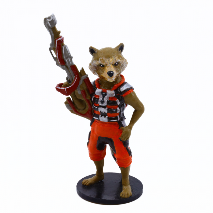Figurină Rocket Raccoon printată 3D, pictată manual, 15 cm [1]