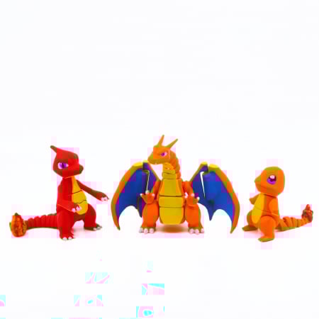 Articulaţi - Figurine 3D Pokemon Battle Charmander Evolution, printate 3D, 20 cm
