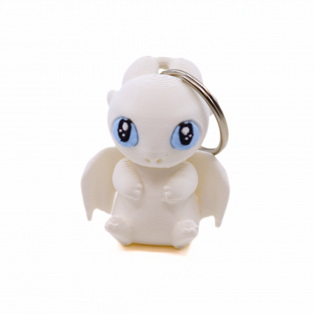Brelocuri - Breloc mini dragon alb, printat 3D