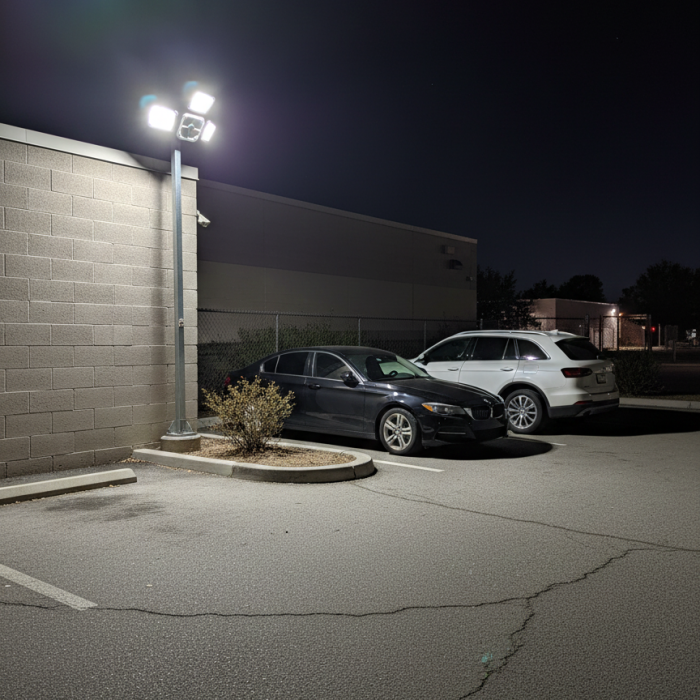 Lampa solară LED 4 capete, 292 LED-uri, senzor mișcare, panou extern – IP65 [1]