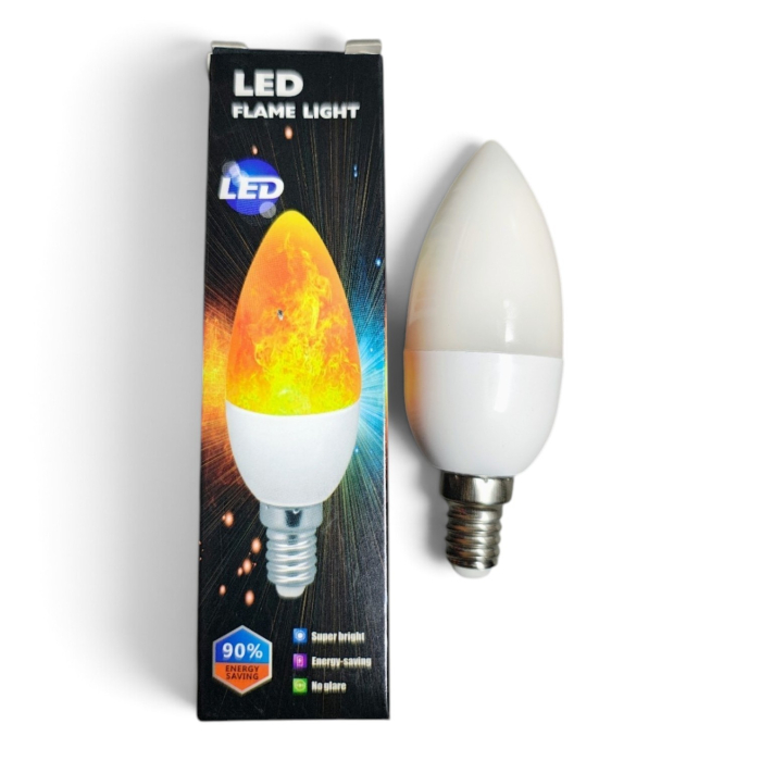Bec LED decorativ E14 1,8W mat cu efect de flacără și lumină caldă romantic [3]
