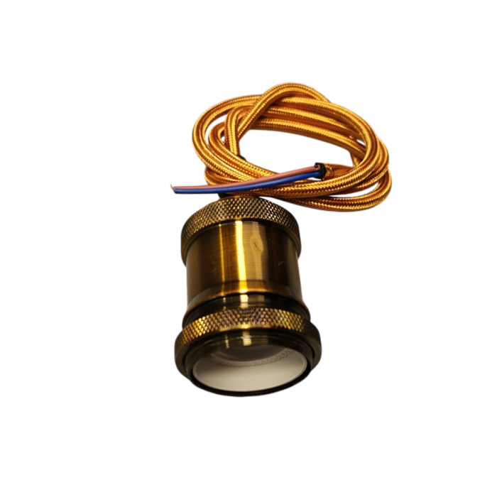 Dulie E27 cromată cu fir textil 85 cm și suport plafon Ø10 cm, cu accesorii de montaj [2]