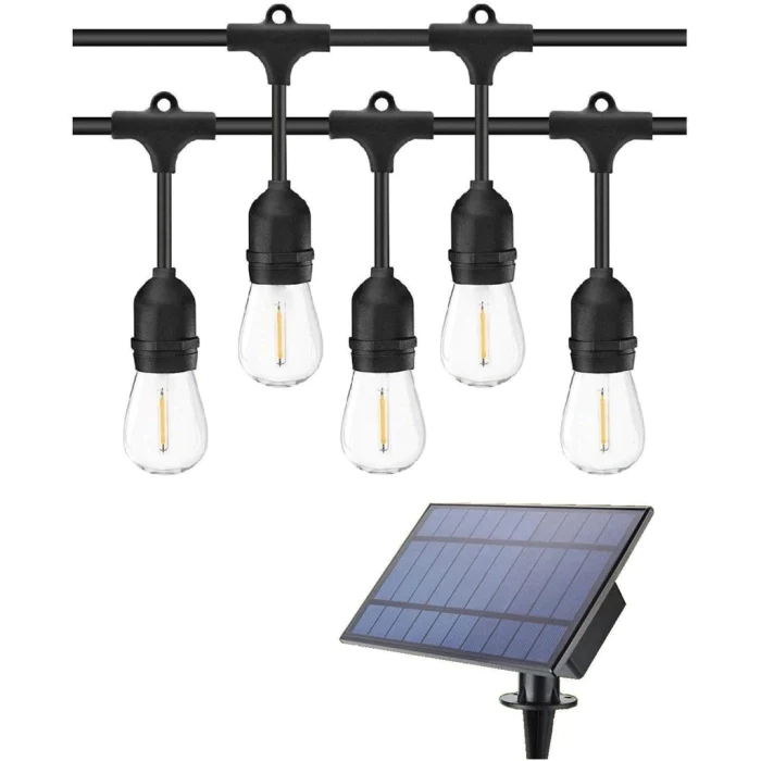 Ghirlanda solara LED 10m 10 becuri S14 filament lumina calda exterior [5]